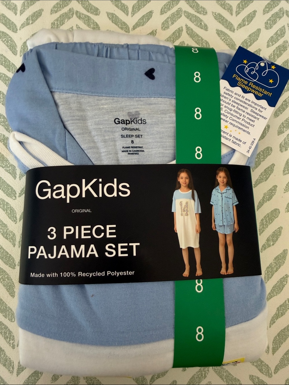 GAP Kids Light Blue & White 3-Piece Pajama Set